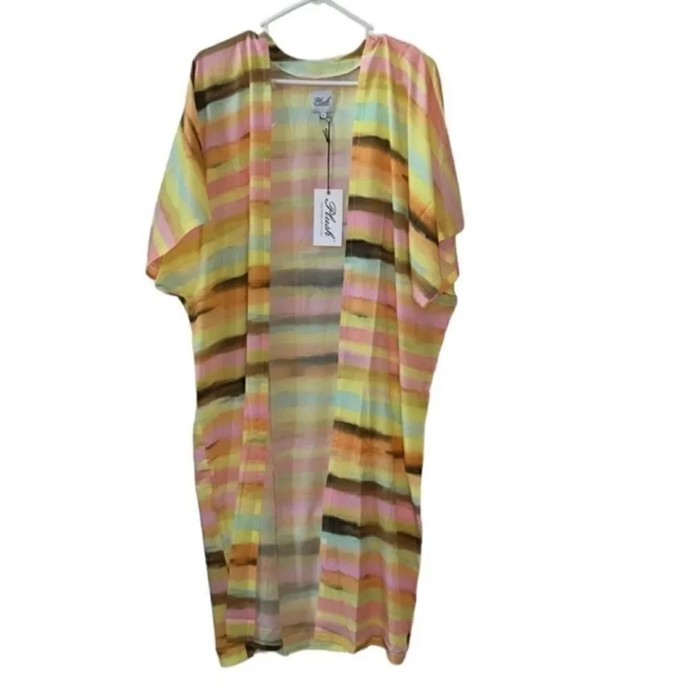 Plush Revolve Striped Oversized Kimono/ Swimwear Cover up(Size XSmall)